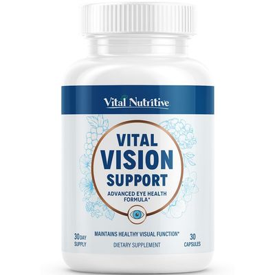 Vital Vision Support - Eye Health Supplement with Vitamin A, Lutein, Beta Carotene &amp; Antioxidants - Eye Vitamins Support Hydration &amp; Oxidative Stress -30 Days Serving