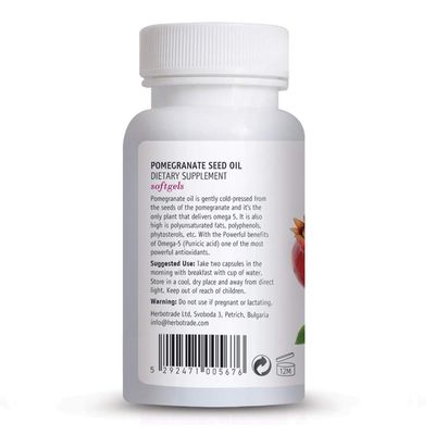 Pomegranate Seed Oil Liquid Softgels (60 Count) Rich in Omega 5 - Supports Bodys Defense System Supplement for Men &amp; Women - Provides Antioxidant Support &amp; Free Radical Defense - Non GMO