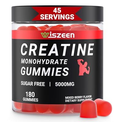 Wiszeen Creatine Monohydrate Gummies - 45 Servings - Creatine Monohydrate Gummy for Men Women, Creatine Monohydrate for Strength, Endurance, Muscle Builder with L-Taurine, Alpha GPC