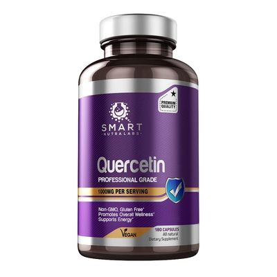 Smart Nutra Labs Quercetin 1000mg- 180 Vegan Capsules, 100 Pure Quercetin Supplement- Non-GMO, Gluten Free, Third Party Tested