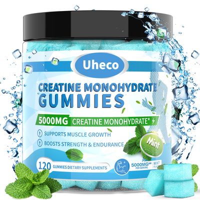 Uheco Mint Flavor Creatine Monohydrate Gummies 5000mg for Men &amp; Women,Contains L-Taurine Vitamin B12, Betaine, L-Citrulline for Muscle Strength, Improve Exercise Endurance -115 Count
