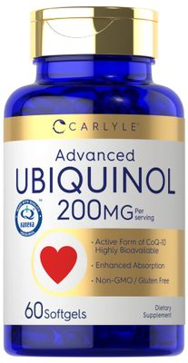 Carlyle Ubiquinol 200mg | 60 Softgels | CoQ10 Supplement | Highly Bioavailable | Non-GMO, Gluten Free