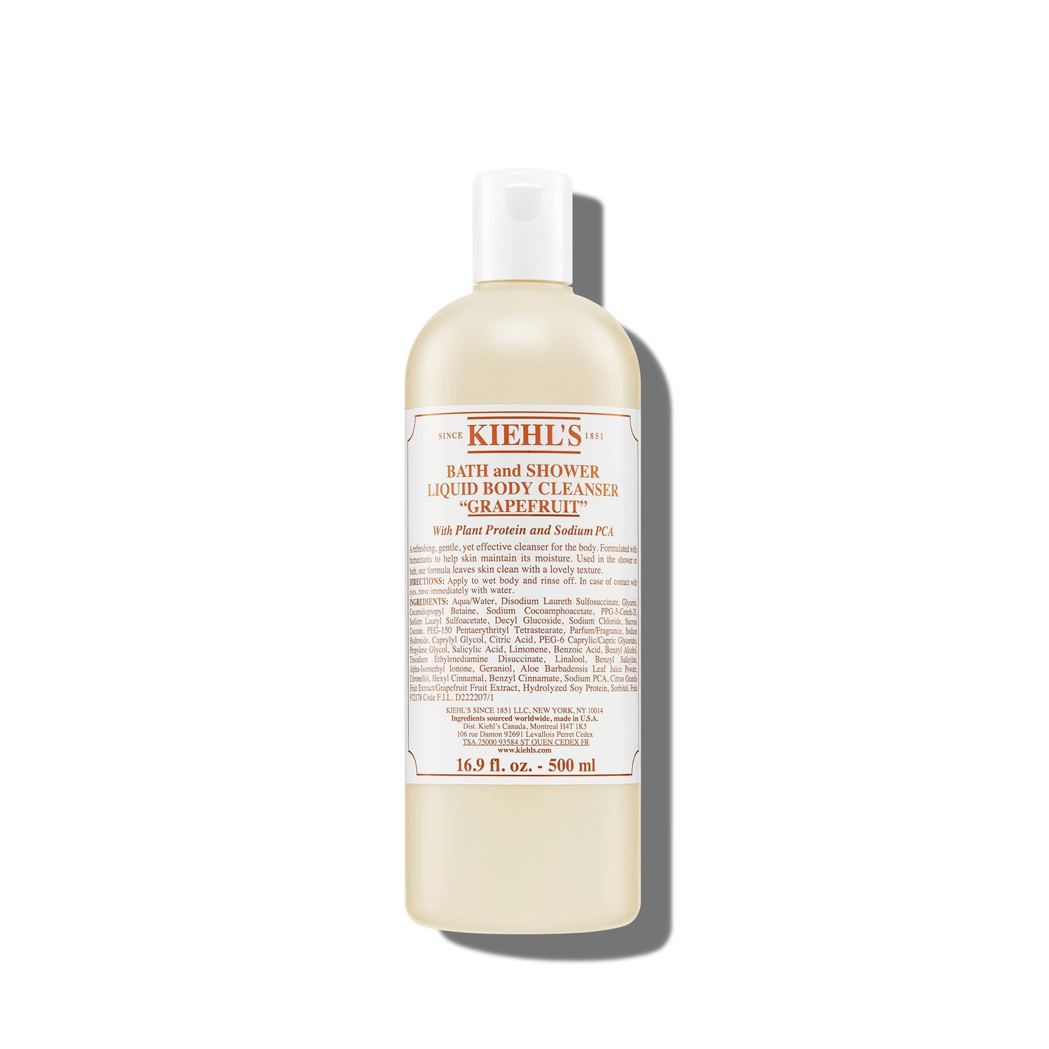 Kiehl&#39;s Grapefruit Liquid Body Cleanser, Gentle and Refreshing Foaming Body Wash, Aromatic Bath and Shower Experience, Maintains Moisture, Smooths Skin, Conditions, and Hydrates - 16.9 fl oz