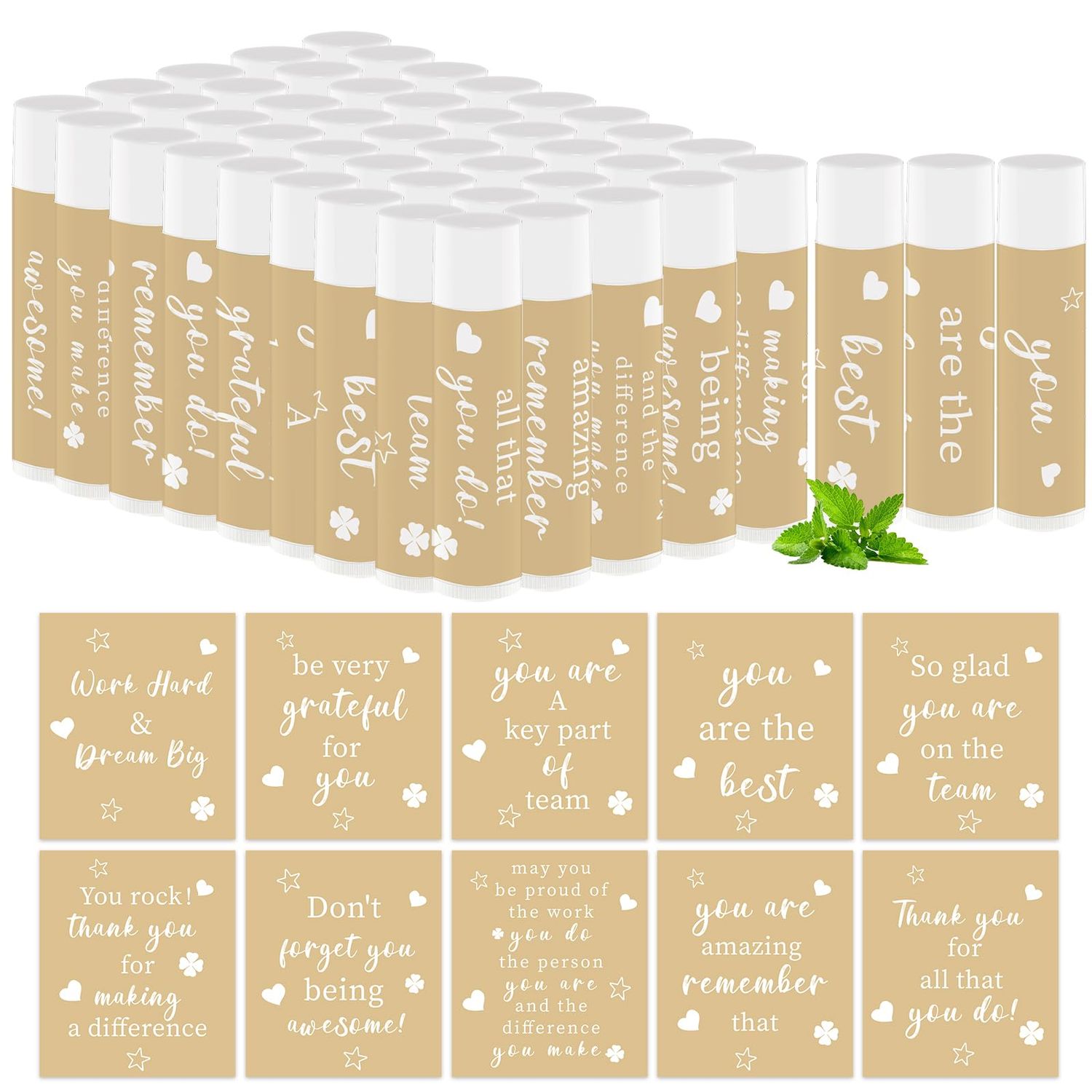 50 PCS Appreciation Gifts Lip Balms Bulk,Thank You Staff Gifts Lips Care Products for Team Coworkers Teacher Party Volunteers Employee Leaving Farewell Gifts