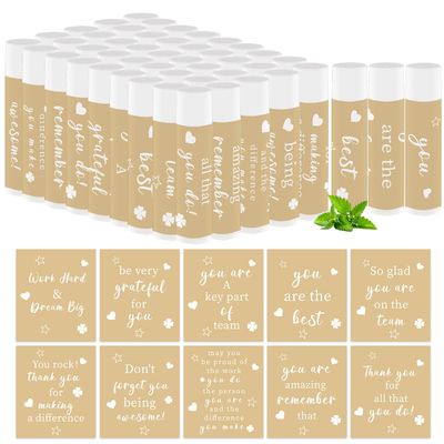 50 PCS Appreciation Gifts Lip Balms Bulk,Thank You Staff Gifts Lips Care Products for Team Coworkers Teacher Party Volunteers Employee Leaving Farewell Gifts