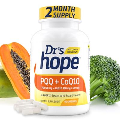 Drs Hope PQQ CoQ10 - PQQ 20mg With CoQ10 100mg, PQQ Supplement With Coenzyme Q10 Supplement Supports Brain Health, 60 Veggie Caps - 1 Capsule per Serving