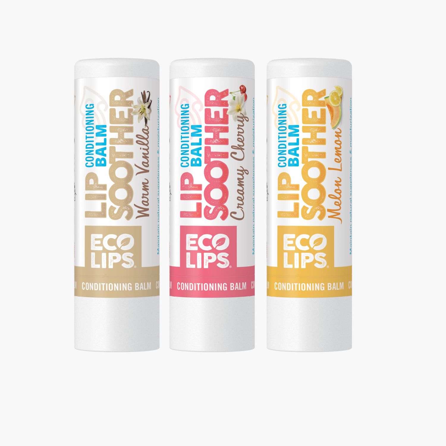 Conditioning Lip Soother Lip Balm with Murumuru Butter and Mango Butter for Deep Conditioning, Variety 3-pack