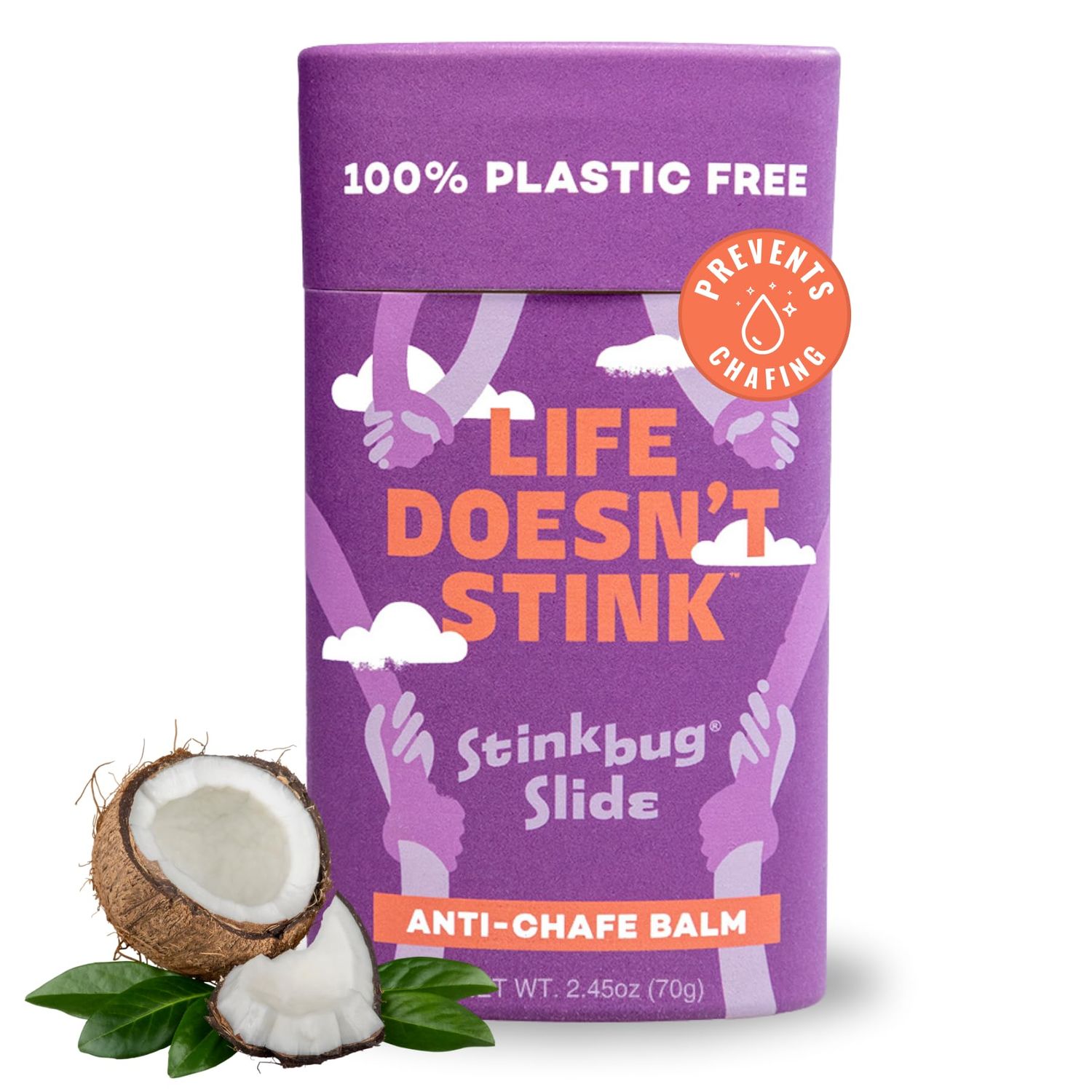Stinkbug Naturals Organic Plastic Free Anti-Chafe Balm Stick, 100 Natural Ingredients, Aluminum Free Packaging, 2.45 Ounce Pack of 1