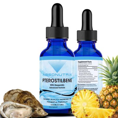 Absonutrix Pterostilbene with Hesperidin 390 mg, 4 Oz Liquid, 300 Servings, Made in USA, Quick Absorption, Quality Potent Ingredients, Non-GMO, GMP Certified Facility, Cruelty-Free Products
