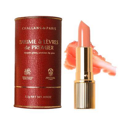 CHALLANS de PARIS Elegant Glossy Premium Lip Balm - Instinct Plumping and Moisturizing Lip Care, Smooth and Shiny Lip Gloss, Coral, 0.11 oz