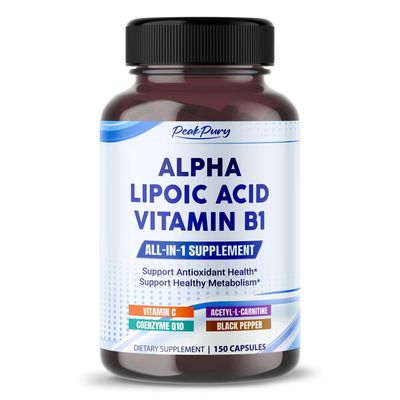 PEAKPURY Alpha Lipoic Acid with Vitamin B1 - Supports Antioxidant Health &amp; Healthy Metabolism - Includes Vitamin C, Acetyl-L-Carnitine, CoQ10 - Made in The USA- 150 Capsules