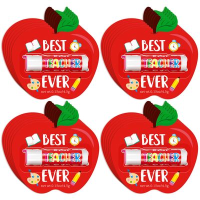 24 Pack Teacher Appreciation Lip Balm,Beeswax Moisturizing chapsticks,Vanilla Flavor Plumping Lip balm for Teacher&#39;s Day Thanks Bulk Gift Week Back to School Farewell Graduation Party Supplies