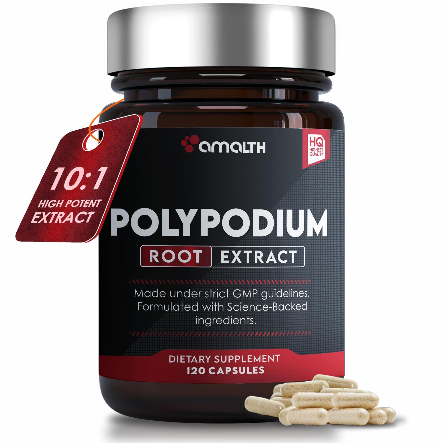 AMALTH Polypodium Leucotomos Extract -Supports Natural Healthy Skin -Antioxidant Supplements -120 Capsules (Gluten Free &amp; Non-GMO)
