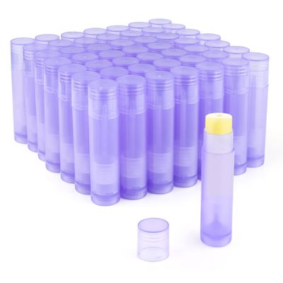 DMuuuDM 50 Pcs 5.5g Twist-up Lip Balm Tubes,Empty Plastic Lip Gloss Balm Containers Rotatable Deodorant Containers for DIY Homemade Lipsticks, Chapsticks and Homemade Solid Perfume,Purple