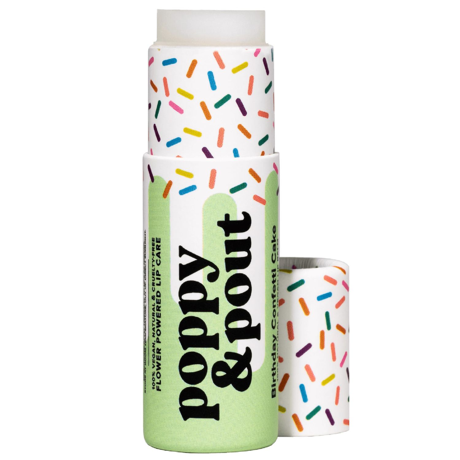 Poppy &amp; Pout Birthday Cake Jumbo Lip Balm | All Natural Lip Balms &amp; Moisturizers | Hydrates with Beeswax, Vitamin E, Organic Coconut Oil | Cruelty-Free | Lip Balm in Recyclable Cardboard Tube (Green)