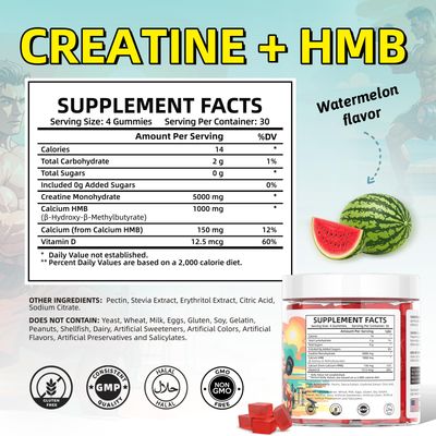 HEALOADING Creatine Monohydrate Gummies HMB Supplements for Men - Creatine and HMB Supplement for Boost Strength Performance Build Muscle Supports and Muscle Growth & Recovery