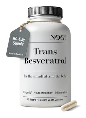 Trans Resveratrol Supplement 500mg Capsules - Longevity, Anti Aging, Brain &amp; Heart Support, Cellular Health, Vegan Supplements &amp; Antioxidants, Biohacking &amp; Nootropics 60 Capsules / 2 Month Supply
