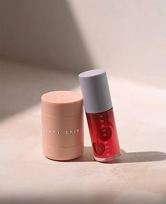 Fenty Skin Perfect Puck&#39;r Hydrating Lip Care Duo (Cherry Treat Conditioning Strengthening Lip Oil Plush Puddin Intensive Recovery Lip Masque)