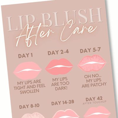 Tats4now Lip Blush Aftercare Instruction Cards | 55 Pack | 2x3.5 inch Business Card Size | Lip Blush Supplies