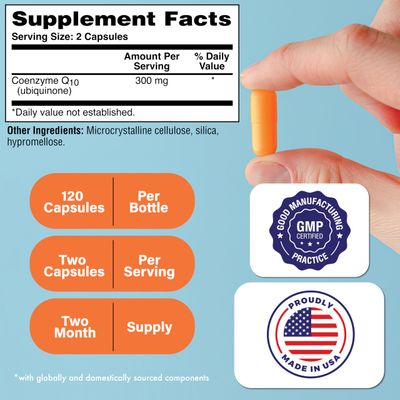 Health Thru Nutrition CoQ-10 300mg - 120 Capsules | High-Potency Ubiquinone Coenzyme Q10 | Supports Cellular Energy & Antioxidant Protection | Non-GMO, Soy-Free, Vegan, Gluten-Free
