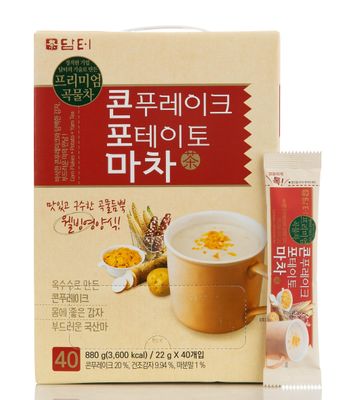Damtuh Korean Corn Flake, Potato &amp; Yam Tea Savory Powder Meal Replacement Shake - Crunchy &amp; Nutty Flavor, Instant Breakfast Option, 22g x 40 Sticks
