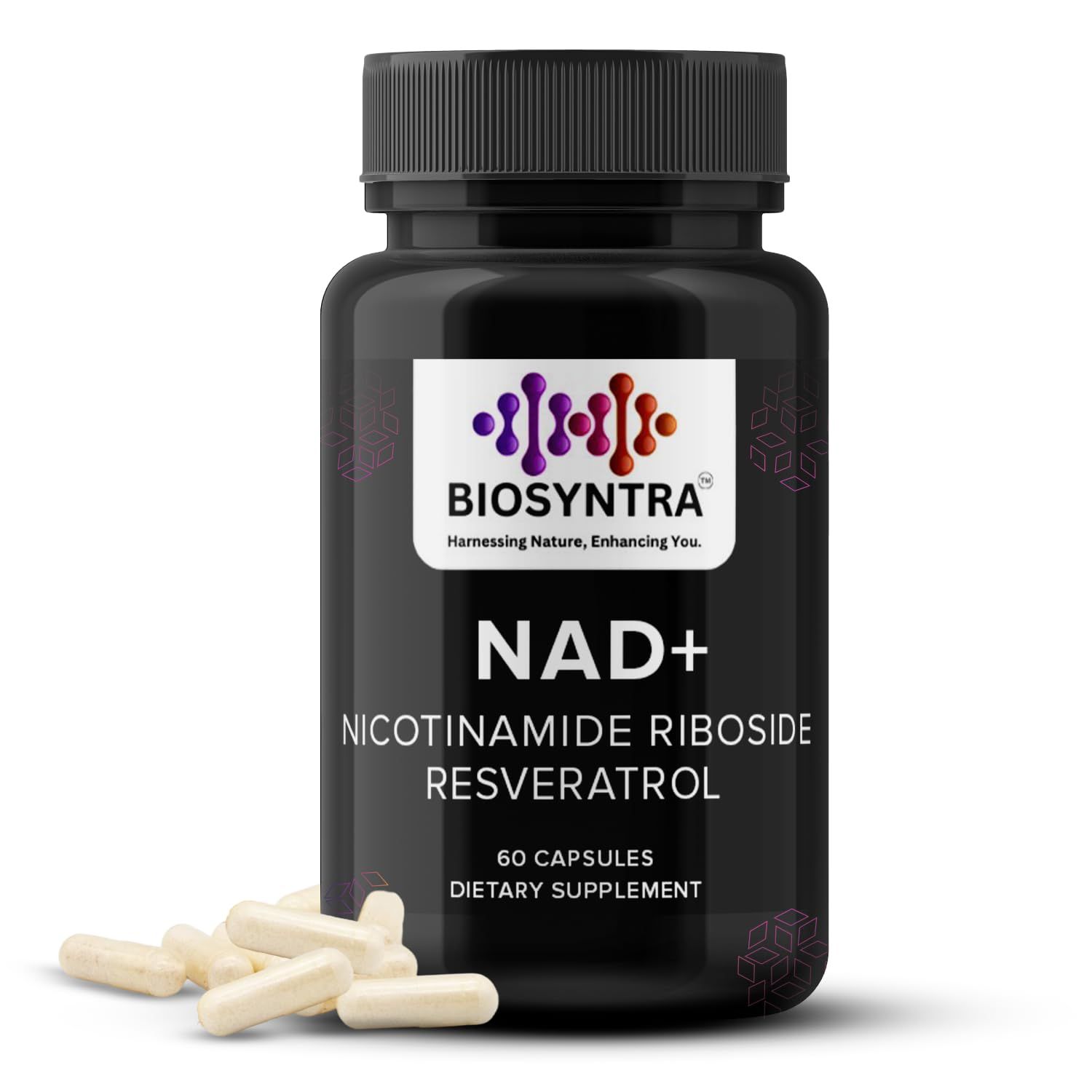 Biosyntra NAD Supplement 900mg - with Resveratrol &amp; Nicotinamide Riboside - Anti-Ageing, Cellular Energy, DNA Repair &amp; Brain Health - Ideal for Men &amp; Women - 60 Capsules