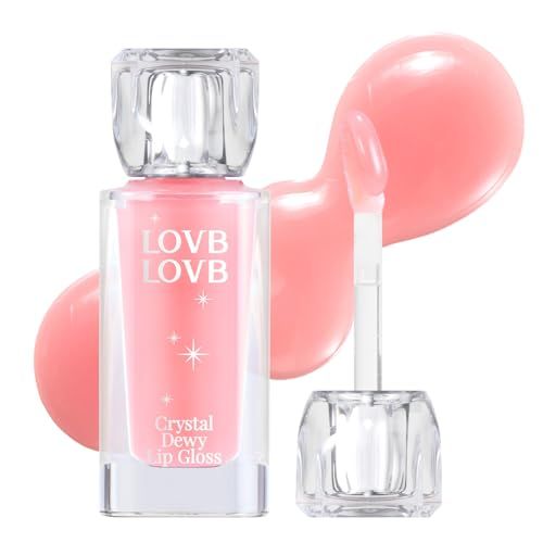 LOVB LOVB Crystal Dewy Lip Gloss | Lightweight &amp; Non-Sticky | High-Shine &amp; Long-Lasting | Hydrating Korean Lip Care Gloss | 0.17 oz. (01 PINK DOLPHIN)