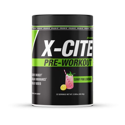 X-CITE Pre-Workout by ATHLEAN-X - Enhanced Formula with Beta-Alanine, Creatine & Caffeine for Energy, Endurance, Focus & Muscle Pump, NSF Certified for Sports (22 Servings, Sunny Pink Lemonade)