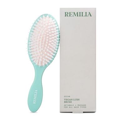 Remilia Hair Ocean Vegan Lush Brush - Detangling Brush for All Hair Types, Natural, Straight, Curly, Wet, &amp; Dry Hair - Hair Comb with Vegan Boar Bristles &amp; Soft Ballpoint Tips