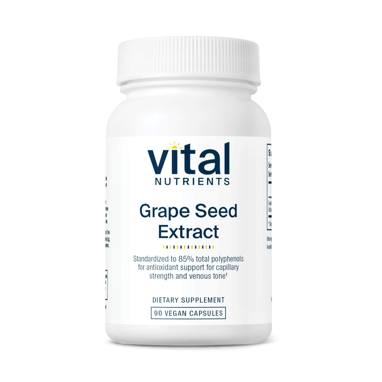 Vital Nutrients Grape Seed Extract 100mg | Potent Antioxidant and Support for Circulation, Capillary, and Vein Health | Gluten, Dairy, Soy Free | Non-GMO | 90 Capsules