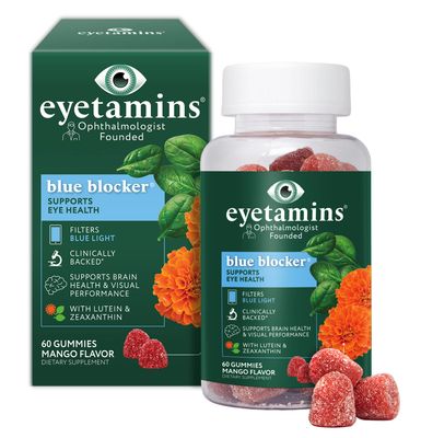 eyetamins Blue Blocker Eye Health - 60 Lutein Gummies - Ophthalmologist-Developed - Support Vision, Filter Blue Light &amp; Help Eye Strain - Promotes Sleep, Focus Eyesight - Vegan &amp; Non-GMO Formula