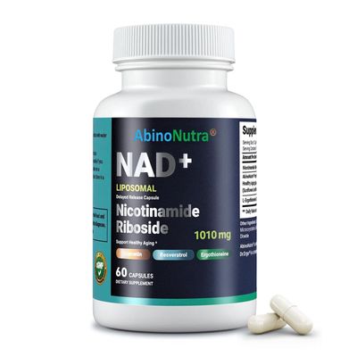 AbinoNutra NAD Supplement - 1010mg Nicotinamide Riboside,Resveratrol, Quercetin,Ergothioneine -NMN Alternative Supports Anti-Aging, Cellular Energy - 60 Capsules,30 Day