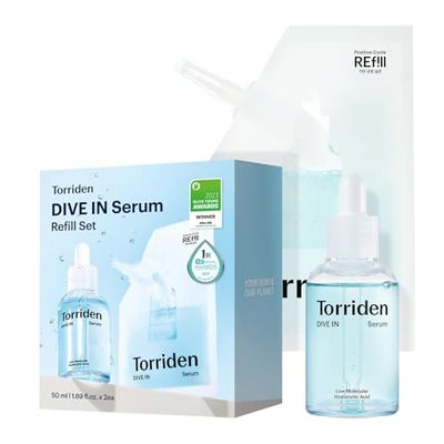 Torriden DIVE IN Serum 1.69 fl oz refill pouch 1.69 fl oz | Deep Hydration to Get Glow Skin | Hyaluronic Acid, Panthenol, Allantoin | Korean Facial Serum
