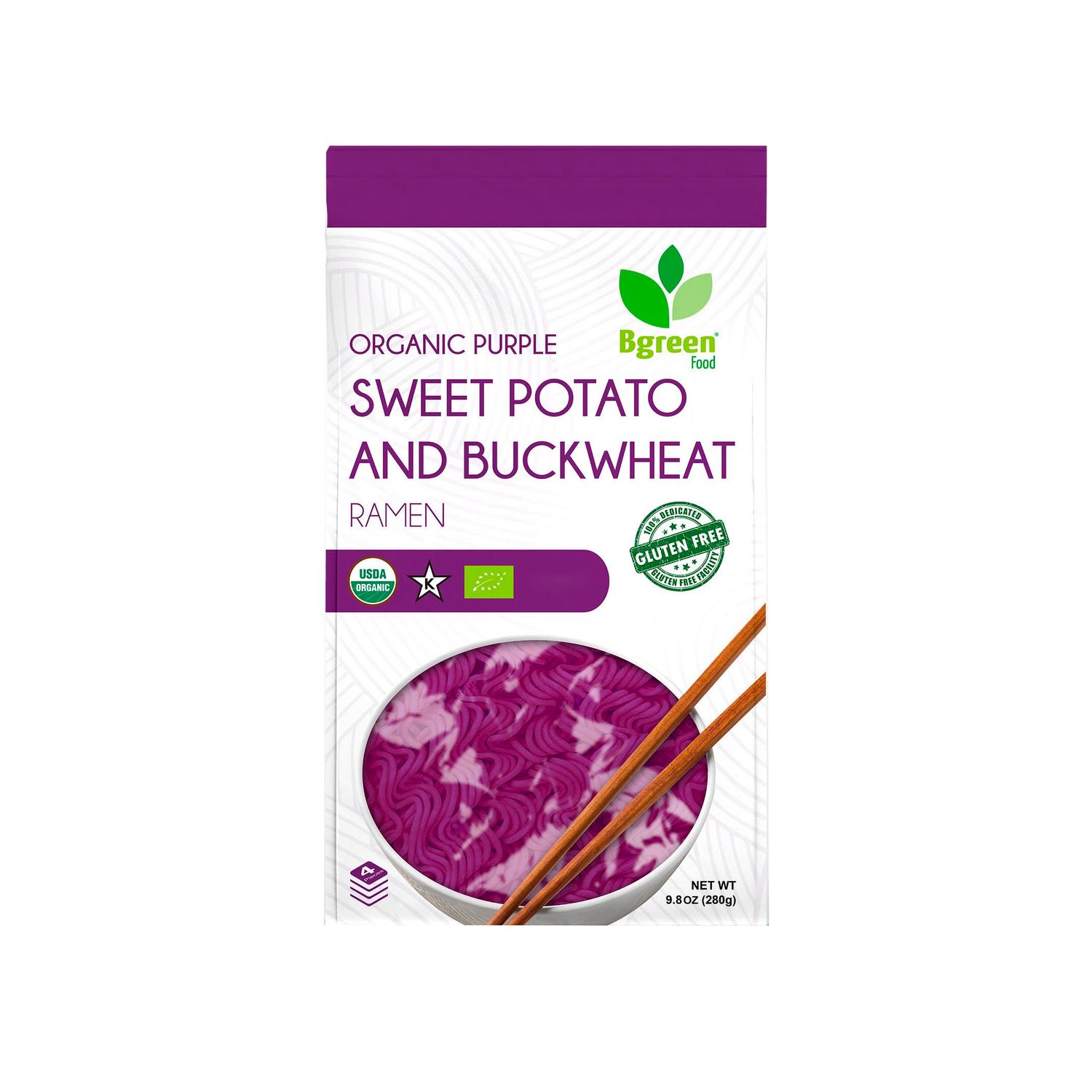 Big Green Organic Food- Organic Purple Yam &amp; Buckwheat Ramen, Premium Ube, Gluten-Free, Vegan (I Pack)