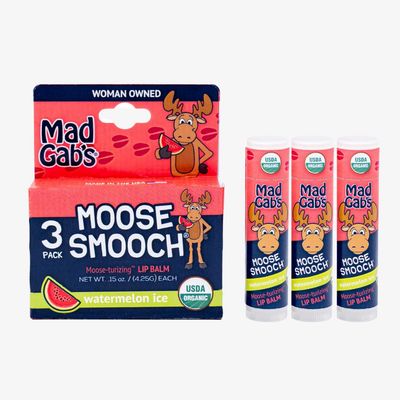 Mad Gab&#39;s Moose Smooch Watermelon Ice Lip Balm 3pk | Moisturizing and Certified Organic | Made with Organic Olive Oil and Beeswax