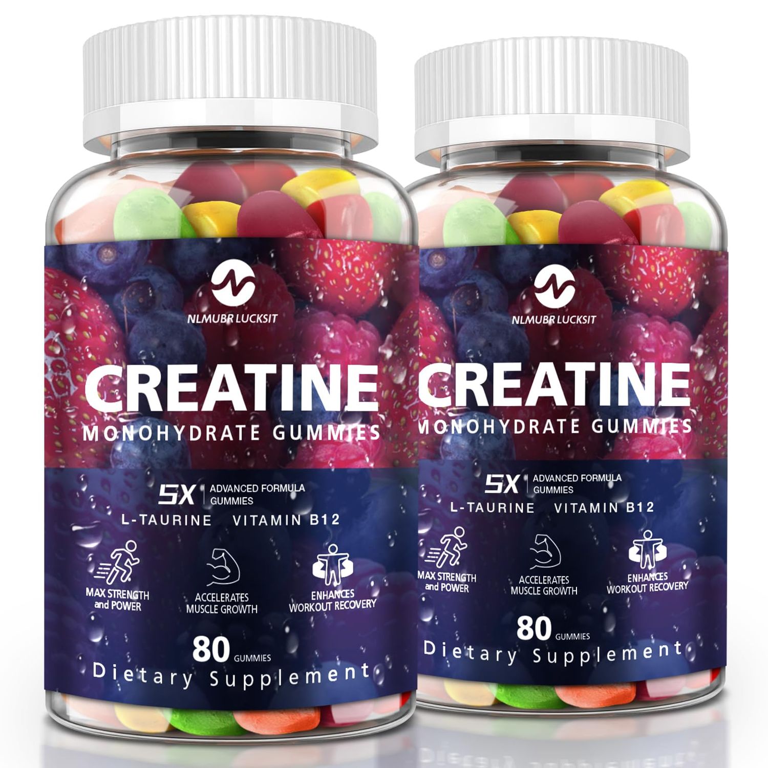 NLMUBR LUCKSIT Creatine Monohydrate Gummies - 5g for Men &amp; Women, Creatine Gummies Mixfruit Taste with Taurine for Muscle Gain &amp; Strength, Muscle Builder, Energy Boost, Pre Workout Supplement, 160pcs