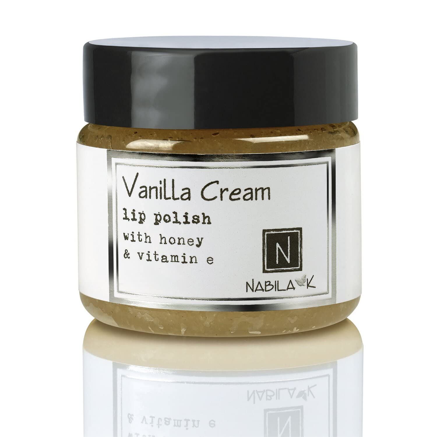 Vanilla Cream Lip Polish, 1 oz by Nabila K - Hydrating Lip Exfoliator &amp; Moisturizer with Honey and Vitamin E for Dry and Chapped Lips - Cruelty-Free, Real Sugar, Made in USA