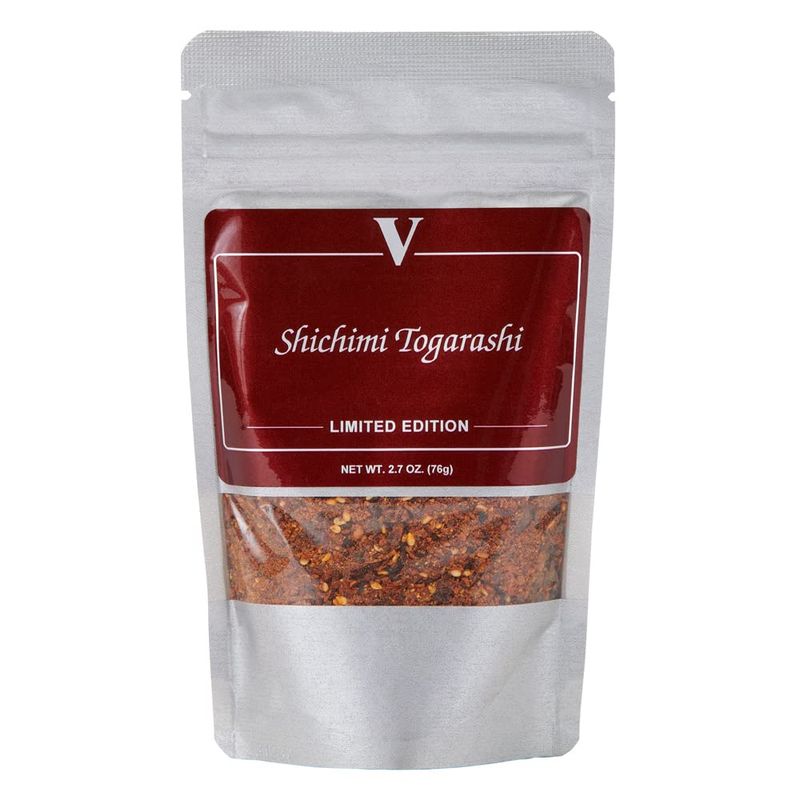 Shichimi Togarashi (2.7 Ounce) Resealable pouch -Authentic Japanese seven-spice blend featuring chili flakes, sesame seeds, and citrusy notes.