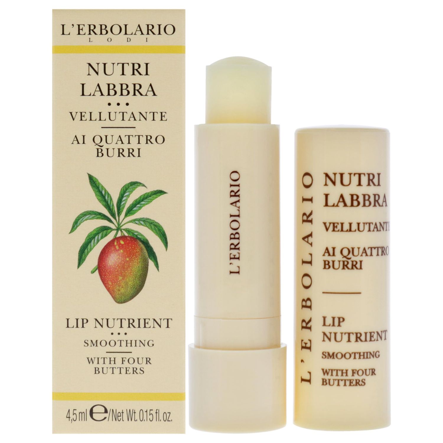 L&#39;Erbolario Lip Nutrient - Smoothing Lip Stick with Four Butters - Softness and Suppleness for Lips - Moisturizing and Replenishing Lip Care - Lip Balm for Dry and Cracked Lips - 0.15 oz