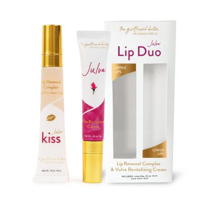 Julva Kiss Lip Duo by Dr. Anna Cabeca - Intimate Moisturizing Cream Lip Renewal Complex Set for Daily Skin Hydration