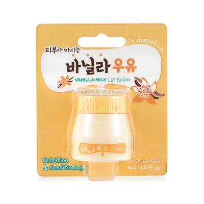 KWAILNARA Vanilla Milk Lip Balm - Moisturizing and Nourishing Korean Lip Care with Milk Protein, Royal Jelly, Beeswax &amp; Shea Butter - Glossy Finish - Daily Or Overnight Lip Mask, 0.33 fl oz