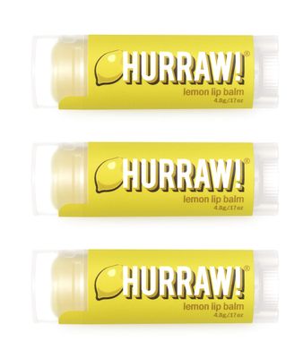 Hurraw! Lemon Lip Balm, 3 Pack: Organic, Certified Vegan, Cruelty and Gluten Free. Non-GMO, 100 Natural Ingredients. Bee, Shea, Soy and Palm Free. Made in USA