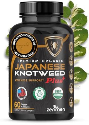 Premium USDA Organic Japanese Knotweed (You Ji Hu Zhang) - 3rd Party Tested - 60 Capsules, Made in USA, GMP Certified - Source of Resveratrol, Supports Immune System, Tick Wellness and Cardiovascular