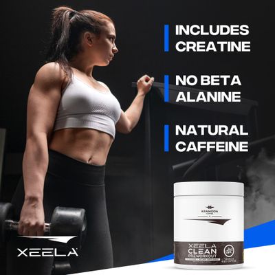 XEELA Pre Workout - Clean &amp; Tested - Jitter Free, Safe, and Natural - Increase Thermogenic Energy, Focus, and Endurance w/Creatine, Organic Caffeine, and Plant Based Citrulline (Vanilla Iced Coffee)