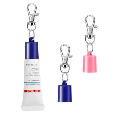 Keychain Cap Compatible with Aquaphor 0.35 oz Lip Balm, Portable Holder Keychain Cap Compatible with Aquaphor Lip Repair Tubes (BluePink)