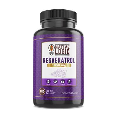 Native Logic Trans-Resveratrol with Antioxidants 180 Capsules with Acai Berry, Grape Seed, and Green Tea Leaf Extract, 1450mg. Supports Cardiovascular Health and Immune System