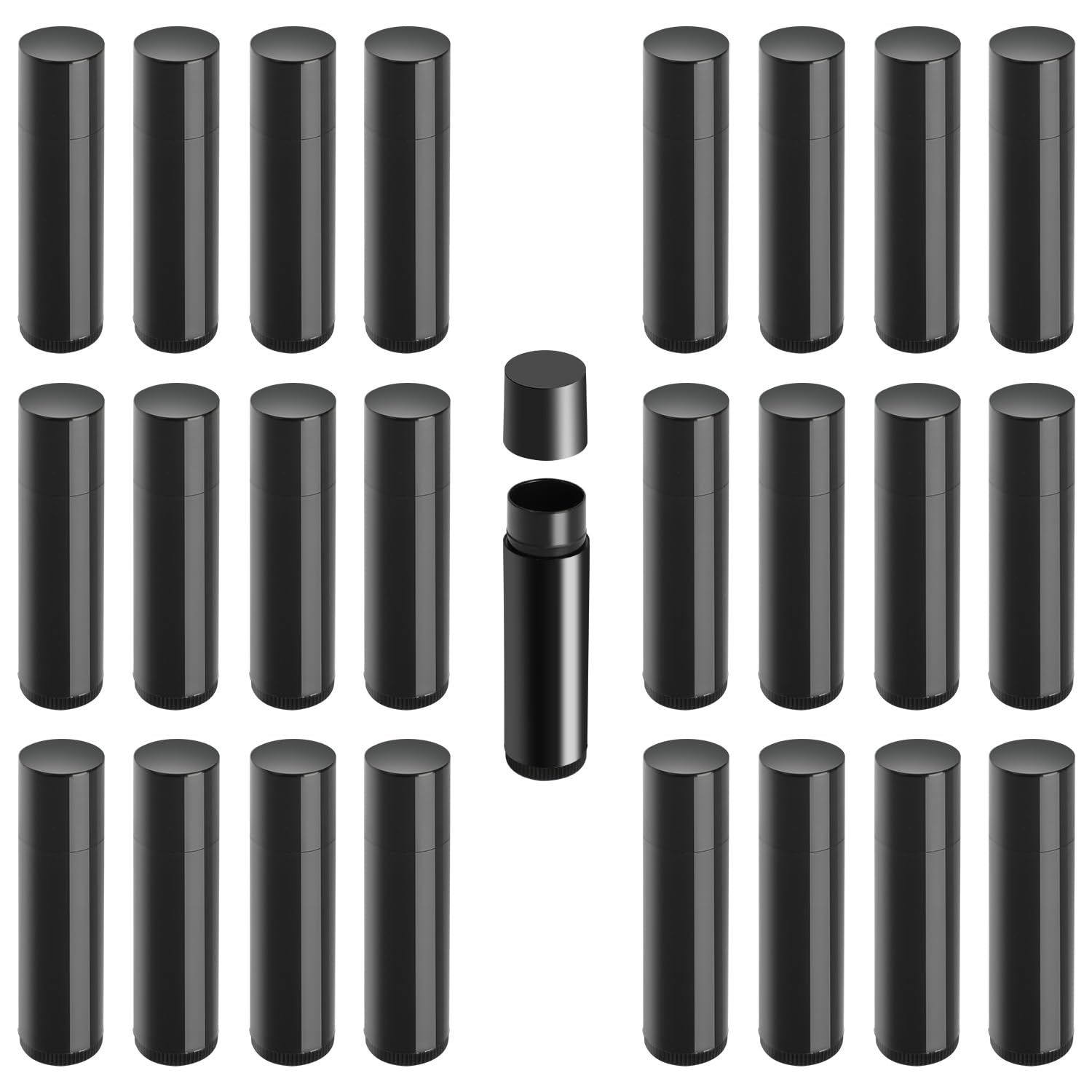 25PCS Lip Balm Tubes 5.5 ml Empty Lip Balm Containers, Black Refillable Rotatable Lipstick Tubes for DIY Lip Gloss Balm, Lipsticks, Solid Perfume