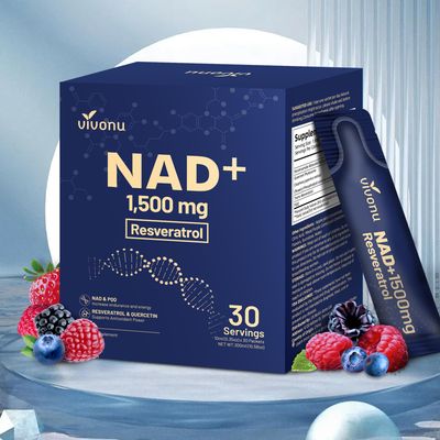 VivoNu NAD Supplement 1500mg, Liposomal NAD Nicotinamide Riboside Resveratrol Supplements with PQQ, NAD Berry Flavor Sticks for Anti-Aging, Energy, Focus - 30 Packets