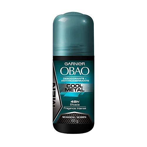 (Pack of 4) Garnier OBAO for Men, 48 Hour Roll on Deodorant &amp; Antiperspirant, Cool Metal Scent, 65 g each by Garnier OBOA