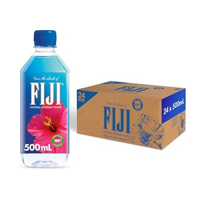 FIJI Natural Artesian Bottled Water 500mL / 16.9 Fl Ounce (Pack of 24) - 100 Natural Electrolytes